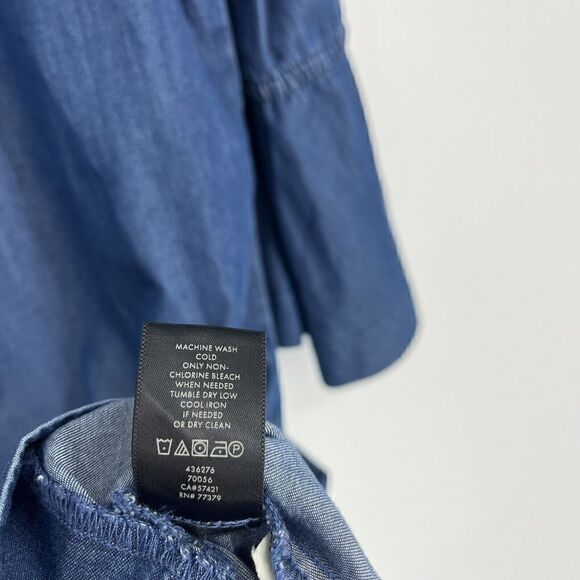 Ann Taylor Dress Size 6 Womens Blue Bell Sleeve Chambray Denim Shift Stretch - Picture 9 of 9
